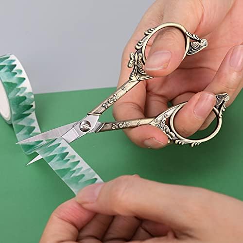 HITOPTY Vintage Embroidery Scissors 4.7in Sharp Straight Pointed Shears, Classic Small Detail Snips W/Sheath for Handcraft, Arts, Needlework, Sewing, Decoupage, Yarn, Fabric, Threads Fussy Cutting
