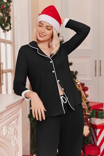 Ekouaer Pajamas for Women Set Long Sleeve Loungewear Button Down Pjs Sets - image 5