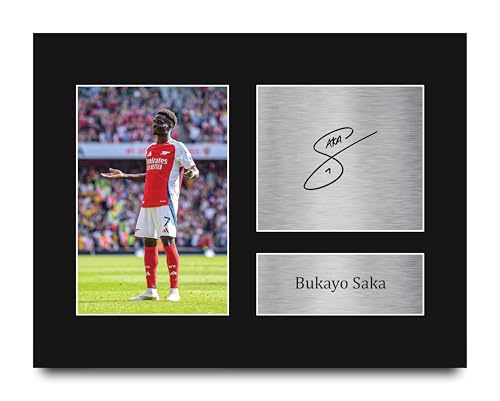 HWC Trading Bukayo Saka Gifts Printed Signed Autograph Picture for Football Fans and Supporters - US Letter Size