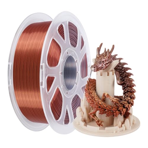 Image of Kingroon PLA Filament, Multicolor Silk PLA Filament, Tri Color 3D Printer Filament, 1.75 mm, Dimensional Accuracy + /- 0.03 mm, 1kg Spool(2.2lbs), Gold Silver Copper