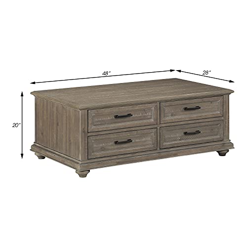 Lexicon Mealla 4-Drawer Cocktail Table, 48" X 28", Light Brown #TOP3