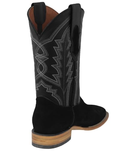 Texas Legacy Mens Black Western Dress Cowboy Boots Classic Suede Leather Square Toe3