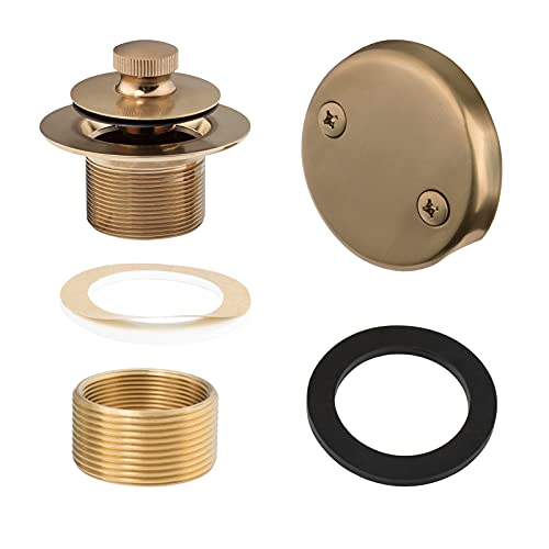 Champagne Bronze Lift & Turn Tub Trim Set with Two-Hole Overflow Faceplate and No Putty Gasket Bathtub Conversion Kit Assembly with Universal Fine/Coarse Thread No Putty Installation by Artiwell