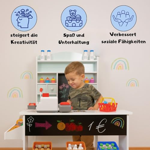 Foto von Coemo Kaufladen Nicola Kinder Kaufmannsladen aus Holz, Grün, Tafel