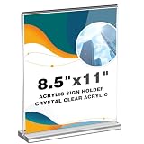 Inggix Acrylic Sign Holder 8.5 x 11 Clear Table Signs Stand, Double Sided T Shape Flyer Holder Plastic for Picture Paper Card Holder for Mall Office Home Store Restaurant