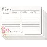 60-Count Kitchen Recipe Cards - Double-Sided Recipe Note Cards with Floral Design, 4 x 6 Inches