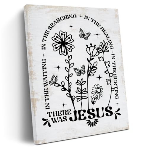 Christian Gifts for Women Canvas Wall Art Inspirational Religious Gifts Bible Verse Retro Floral Faith Wall Decor Artwork Poster Prints for Farmhouse Nursery Room Girls Room Decoration,Framed,11"x15"