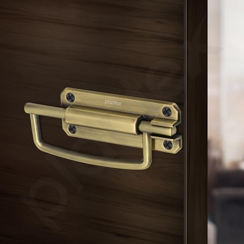 Image of Plantex Door Latch for Bathroom /Latch Lock for Main Door /Door Stopper /Baby Latch /Door Lock Latch for Home /Office Doors /Chitkani - Pack of 1 (Brass Antique)