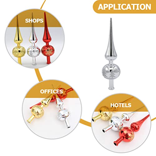 Nuobesty Christmas Tree Topper Plastic Christmas Tree Topper Blown Plastic Xmas Tree Finials Hand- Painted Treetop Plastic For Christmas Tree Ornaments (Silver) #TOP7