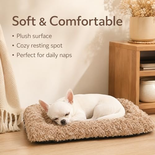 Image of Dog Crate Pad for Crate /Floor /Car for Extra Small Dogs Washable | Small Dogs Crate Pad with Non Slip Bottom,Soft Dog Crate Pad for Toy Poodle Yorkshire Chihuahua,18 inchx12 inch Brown