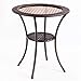 Tangkula 25 inch Patio Wicker Coffee Table Outdoor Backyard Lawn Balcony Pool Round Tempered Glass Top Rattan Steel Frame Side Table Furniture W/Storage Shelf, Brown