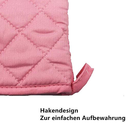 Voarge Ofenhandschuhe, Hitzebeständig Ofenhandschuhe Verdickte Hitzeresistente Topfhandschuhe Topflappen Backhandschuhe, 1 Paar, rosa