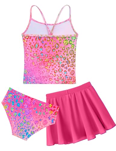 Image of Girls Swimsuit 3 Piece Sleeveless Bathing Suit Sets with Skirt Swimwear Rash Guard for Kids Beach UPF 50+ Sun Protection