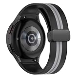 MURVE Cinturino magnetico in silicone per Samsung Watch 4/5/6 40 44 mm 5Pro 45 mm cinturino per Galaxy Watch 4/6 Classic 42 43 mm 46 47 mm (grigio nero, orologio 4 5 6 44 mm)