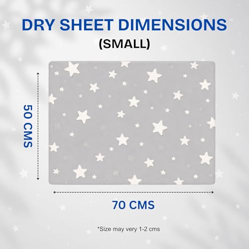 Image of Zikku Printed Dry Sheets for Newborn Baby Small Size Soft |Comfortable |Extra Absorbency|Fast Dry (50x70 cm, Grey, Star Print)