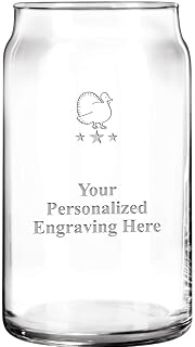 Custom Turkey Beer Can Glass Gift, Turkey Personalized 16 oz Glass For Red Or White Beer Can Includes Free Engraving