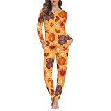 Jndtueit Conjunto de pijama para mujer con bolsillo y parte superior y pantalón, tallas XS-6XL, Acción de Gracias Turquía, XXL