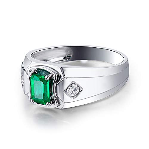 Lanmi 14K White Gold Natural Men's Emerald Ring Sapphire Engagement Ring Tanzanite Wedding Band For Men Father's Day Promotion #TOP2