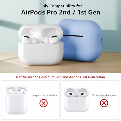 KOKOKA Case Cover Compatible for AirPods Pro 2 (2023/2022/2019) with Cleaner Kit and Lanyard, Soft Silicone Shock Absorbing Protective Case for AirPods Pro 2nd/1st Generation, Sky Blue - Image 2