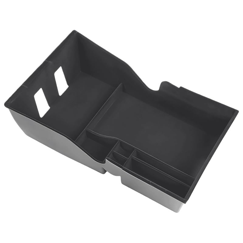 Armrest Console Organizer Tray with Key Box Compatible with Tesla Model 3 and Model Y 2017 2018 2019 2020 Models ABS Black Insert Storage Tray(Flocking style)