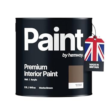 Hemway - Premium Interior Paint - Mocha Brown 2.5 L | Indoor Matt Finish, Acrylic & Water-Based Emulsion | Quick Dry & High Coverage for the Kitchen, Bathroom & Bedroom