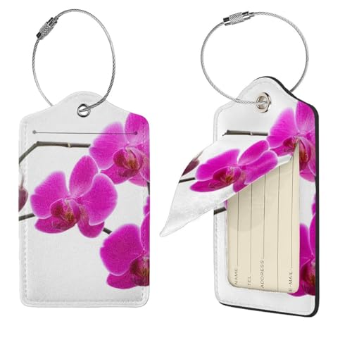 Étiquette bagage cuir contre la perte de valise motif lys roses