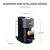 Nespresso De'Longhi ENV 120.GY Vertuo Next Kaffeekapselmaschine, 1500W , 1.1 L, 42.9 x 14.2 x 31.9 cm, grau – Ansicht 3