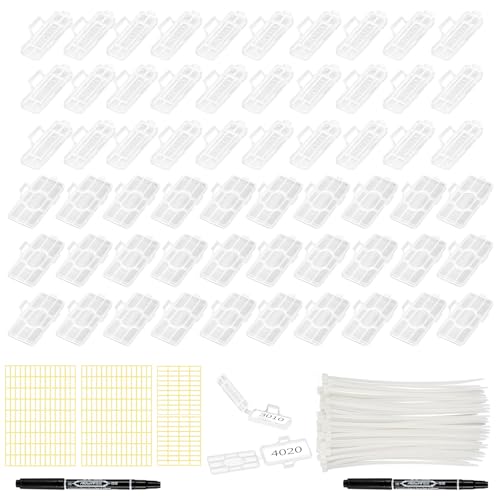 Image of GTNCE Cable Labels Tags Write on White 100 Piece Cable Tags for Marking Wires Cable Identification Tags with 100 Cable Ties 4 Small White Stickers 2 Marker for Electronics, Home Office