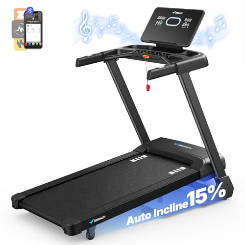 MERACH Treadmill with 15/18% Auto Incline, 55"/47"x18"/19" Wide Belt Treadmills, 0.5-8.7MPH/10MPH 3.5HP Brushless Incline Treadmill for Home, 350LBS Foldable Treadmills with Screen & APP & Heart Rate - Image 8