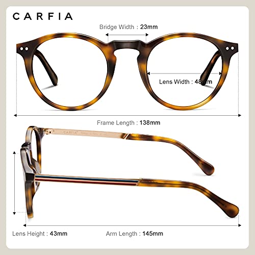 Image of CARFIA Acetate Round Blue Light Blocking Glasses for Women Anti Eye Eyestrain Computer Gaming Glasses CA5373NF