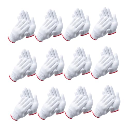 Guantes de trabajo de nylon blanco Alipis, 12 pares con forro grueso antideslizante