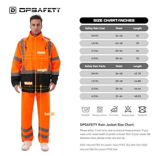 Image of Hi Vis Safety rain Jacket,Reflective Class 3 Rain coat with Inner Mesh Lining and Pockets High Visibility Waterproof work Rain Suits for men&women(Tangerine,4XL /5XL)