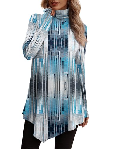 Image of JUSTFASHIONNOW Turtle Neck Shirts for Women Long Sleeve Fall Tunic Tops