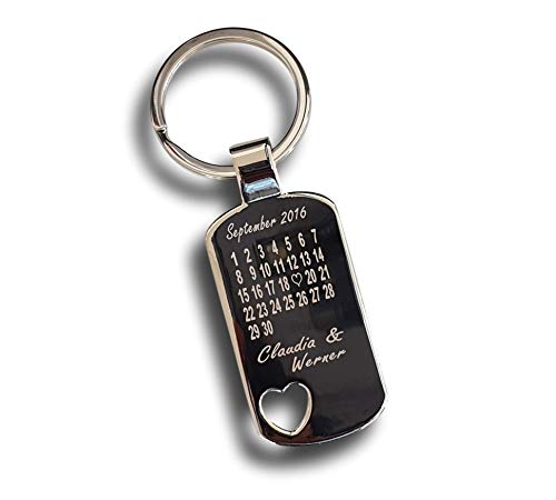 Schlüsselanhänger in der Farbe Silber mit Herzausschnitt und Ihrer Persönlichen Wunsch Gravur, beidseitig, Geschenk für alle die Man liebt. (Kalender) Cover