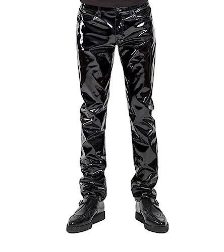 PVC Pants Hot Pants Sexy Outdoor Wet Look Shiny Casual Slim Fit PVC Shiny Black Vinyl Pants2