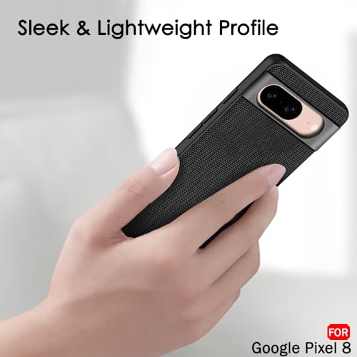 Image of TheGiftKart Back Cover Case for Google Pixel 8 | Slim & Lightweight | Ultra-Premium Design | Camera Protection Bump | Fabric Texture Case Cover (PC & TPU, Black)