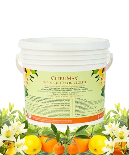 CITRUMAX Agrumes BIO engrais N-P-K granulaire 4-6-10 azote + phosphore + potassium + fer + magnésium + calcium (Limoni-Mandarini-orange--Kumquat) Culture biologique de haute qualité (3,5 kg)