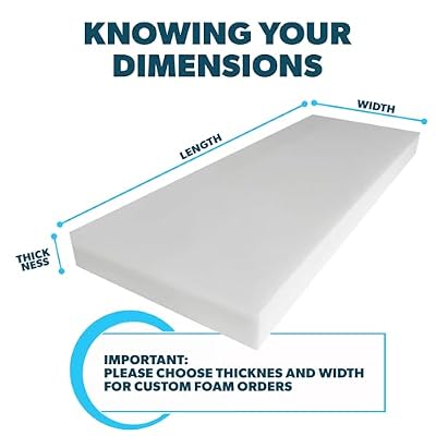 Foamma Custom Cut-to-Size Foam - High & Medium Density Custom Upholstery Foam Cushion, Polyurethane, Cushion Replacement for Chairs, Couches & DIY Projects for All Needs