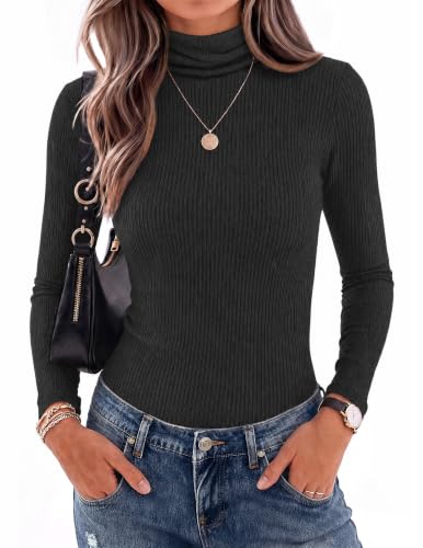 Ekouaer Ribbed Turtleneck Tops for Women Long Sleeve Turtle Neck Undershirt | Lightweight Turtleneck Shirt, Thin Sweaters for Women, Thermal Long Sleeve, Soft & Casual Turtle Neck, Basic Layering Shirts - image 1