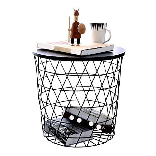 Table d'appoint Creative Nordin Golden Metal Table basse Table Basket De Stockage Thé Fruit Plateau De Plateau De Salon Salon Sofa Table d'appoint Petit Amovible (Color : Black)