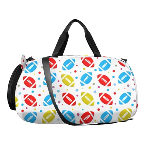 Football Star Kids Travel Duffel Bag for Boys Girls Overnight Weekend Tote Bag with Shoes Compartment for Trip Beach Swim2