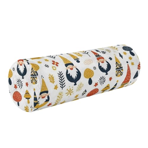 GuoChe Almohada larga para cama de invierno, bonita ropa de cama de gnomo, almohada de 5.5 x 17 pulgadas, fundas de almohada redondas de espuma para mesa de masaje, soporte de espalda baja