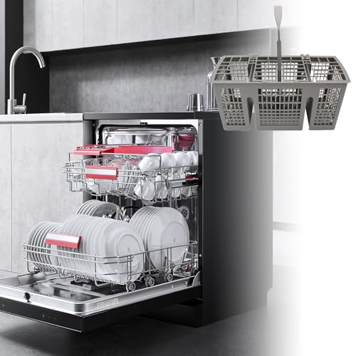 Spülmaschine Besteckkorb für Siemens Bosch, Besteckkorb Geschirrspüler Zubehör, Geschirrspüler Besteckkorb, 220x 115x 90mm in Grau, Abnehmbarer Rundgriff, Besteckeinsatz für viele Geschirrspüler