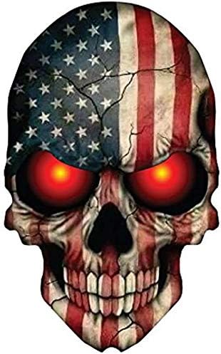 2 Pieces Skull Sticker American Flag, 4 inches - USA Decals, Motorcycle, Biker, Cool Sticker