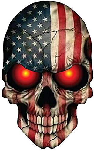 2 Pieces Skull Sticker American Flag, 4 inches - USA Decals, Motorcycle, Biker, Cool Sticker