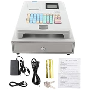 SUDEG Electronic Cash Register POS System Cash Register with Drawer Box,Digital LED Display,48 Keys Keyboard,Multifunction Cash Register for Retail/Restaurant POS