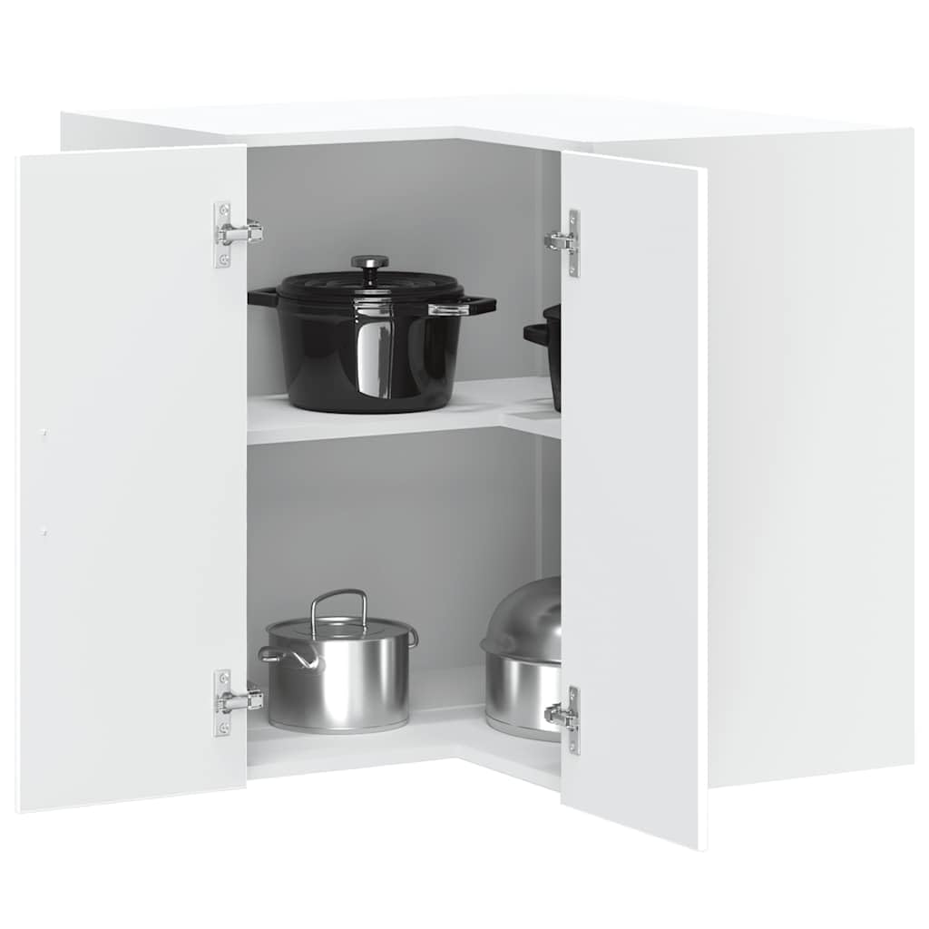 Lucca - Armadietto da cucina angolare in legno bianco, 57 x 57 x 60 cm, 70 kg, pensile con anta e ripiano, mobile per cucina, conservazione e ordine della casa