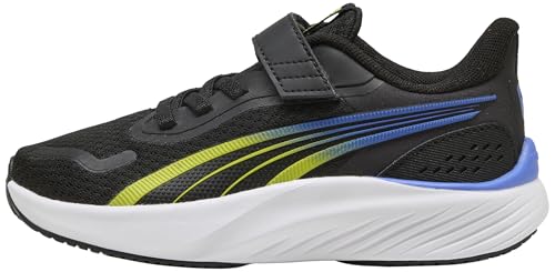 PUMA Pounce Lite AC+ PS - Tenis Deportivos, Color Negro y Lima Smash-Royal Sapphire, Talla 1.5 UK Niño, Puma Black Lime Smash Royal Sapphire, 34 EU