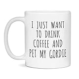 I Just Want to Drink Coffee Pet My Gordie Coffee Mug Dog Mom Gift, 11-Ounce White