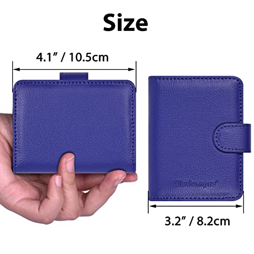 Image of Wisdompro Credit Card Holder, PU Leather Slim RFID Blocking Debit Card Protector Wallet Organizer Case with Magnetic Shut (Build in 20 Card Slot & 7 Small Cells for Memory Cards)-Vertical Blue